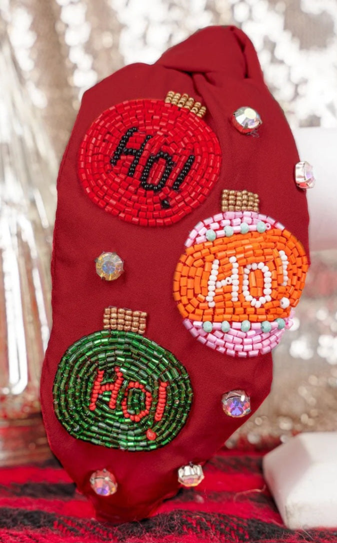 Ho Ho Ho Ornament Knotted Headband