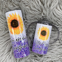 Load image into Gallery viewer, Mommy and me You are my sunshine Purple Glitter Tumbler Set
