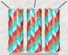 Load image into Gallery viewer, Coral &amp; Teal Tangram Tumbler
