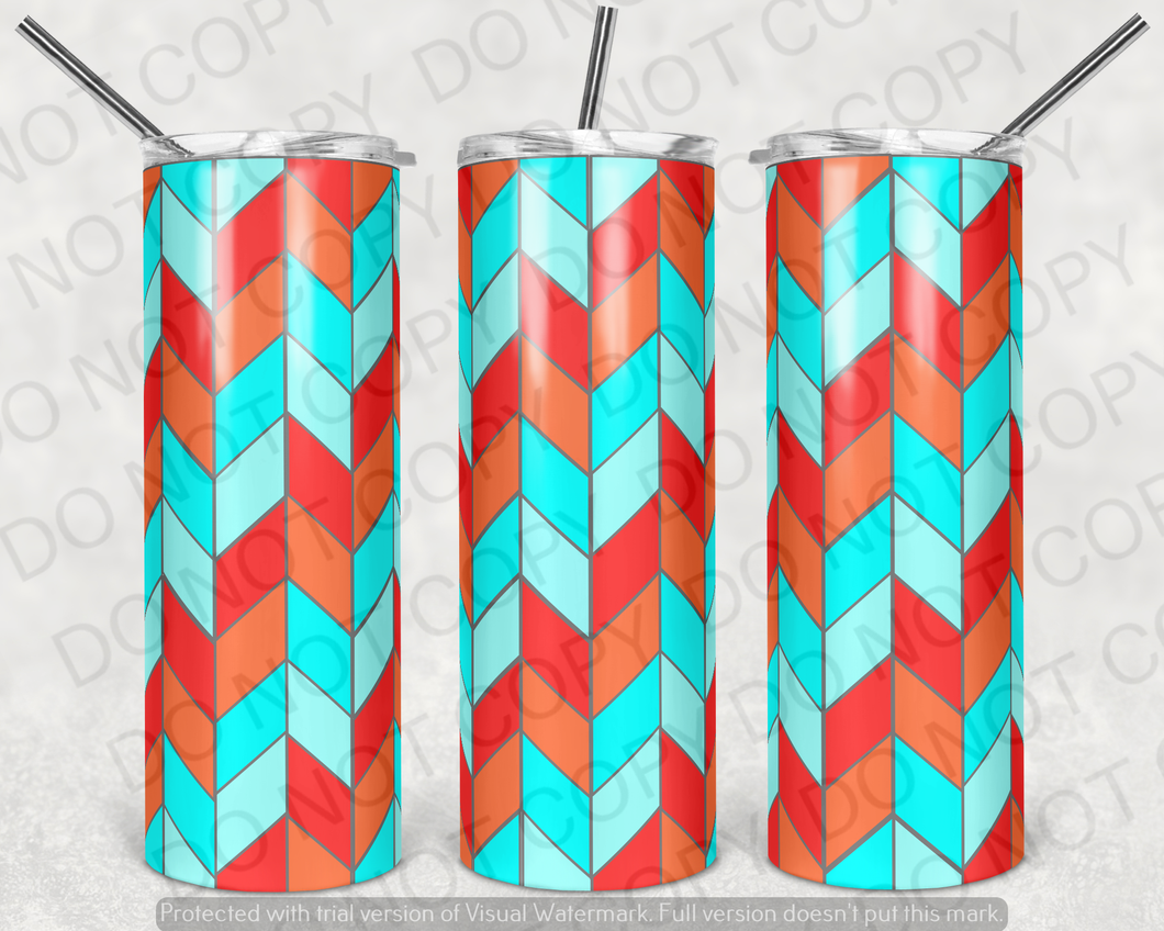Coral & Teal Tangram Tumbler