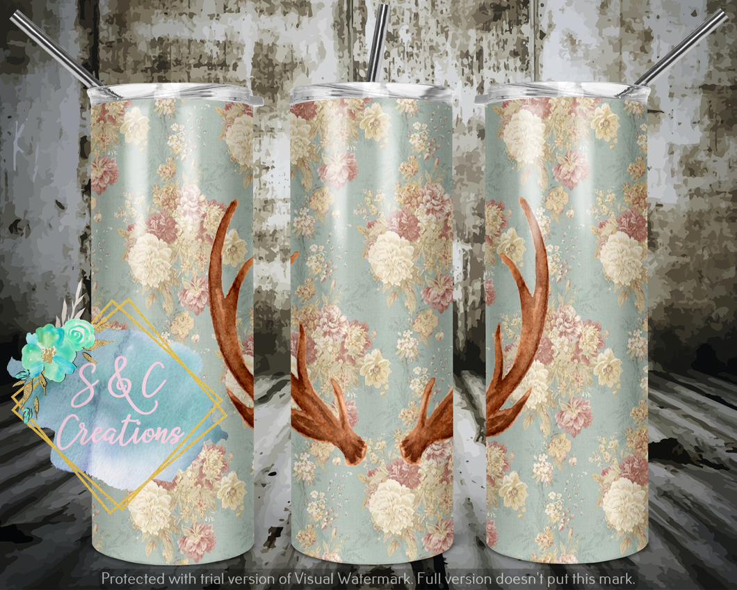 Floral & Antlers Tumbler