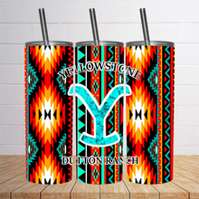 Load image into Gallery viewer, Y Dutton Ranch Turquoise Aztec Tumbler
