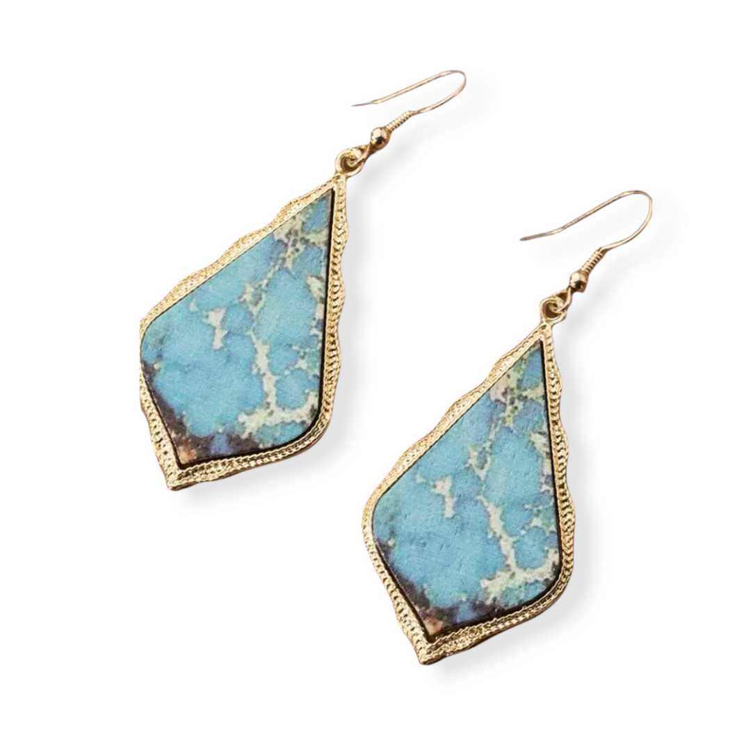 Turquoise & Gold Drop Earring