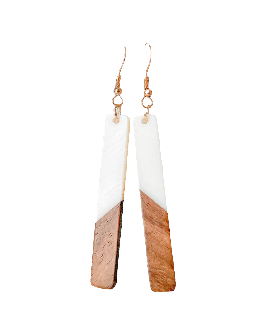 Long Design Wood Look Earring