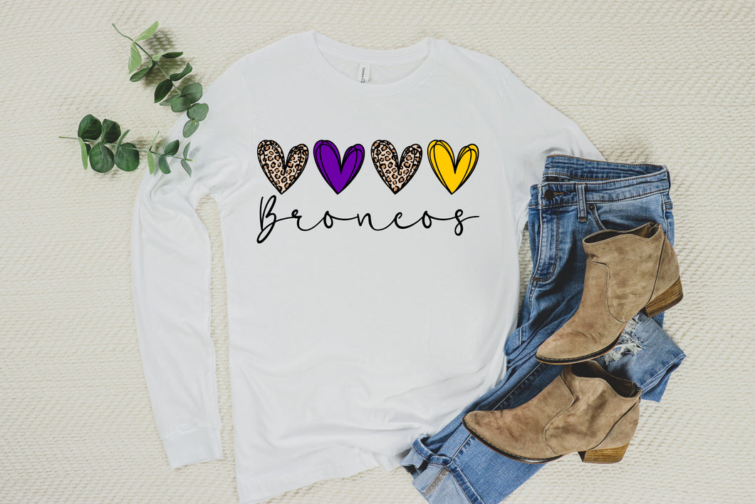 Broncos Leopard Hearts