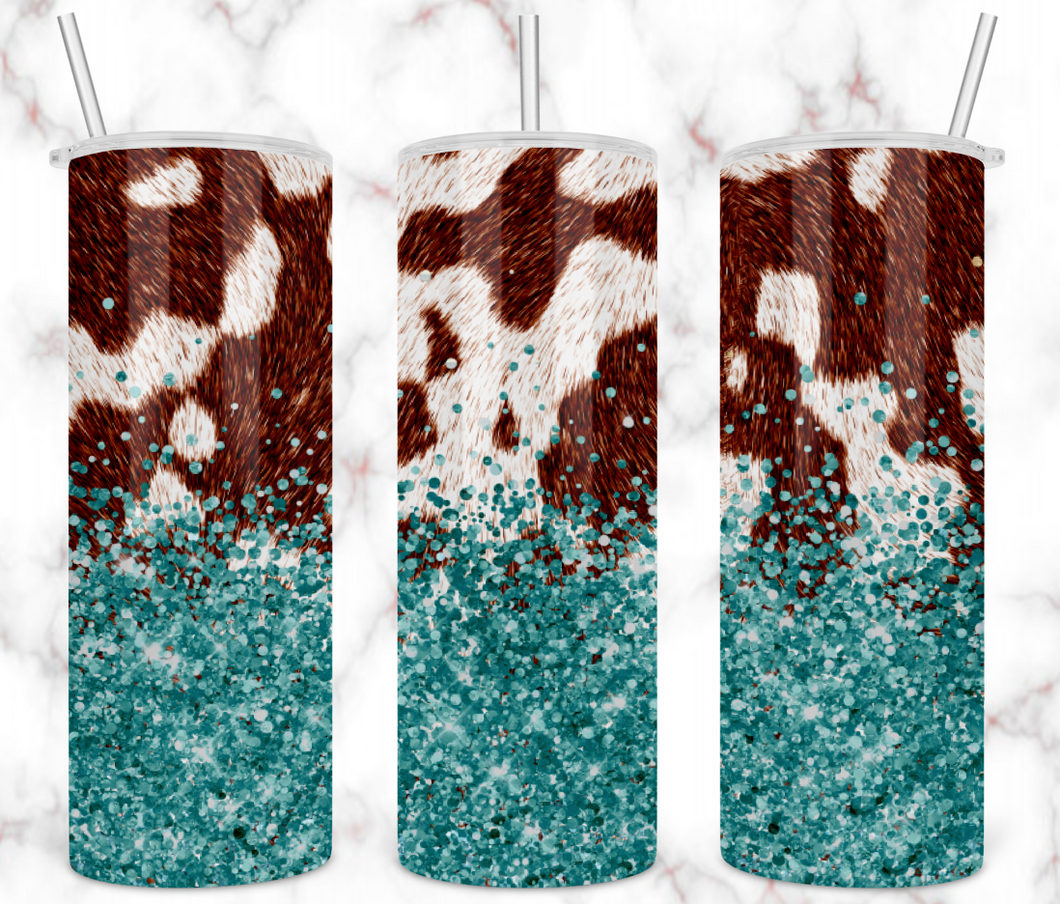 Turquoise Cowhide Tumbler