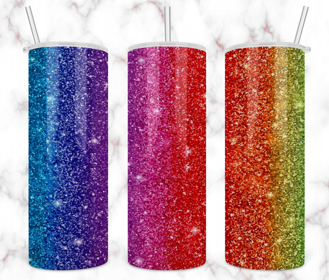 Rainbow Glitter Tumbler