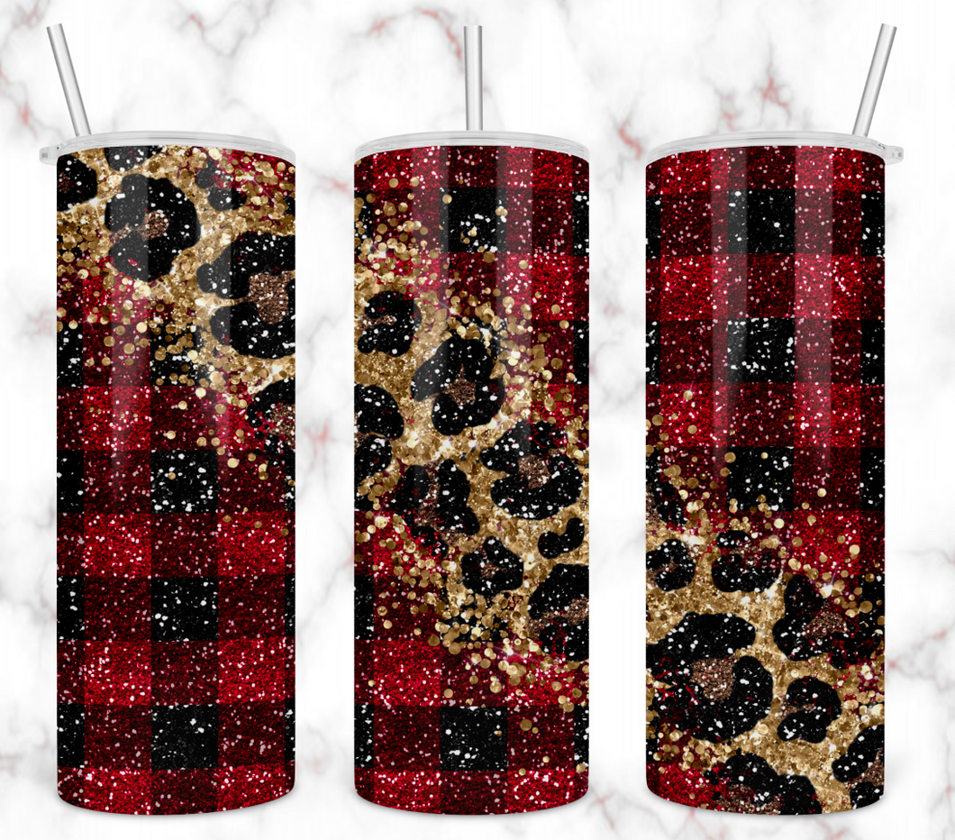 Plaid and Leopard Tumbler