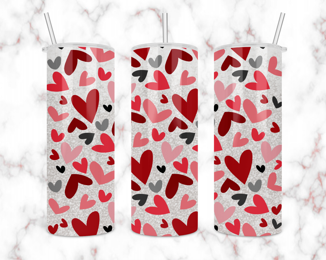 Red and Pink Hearts Tumbler