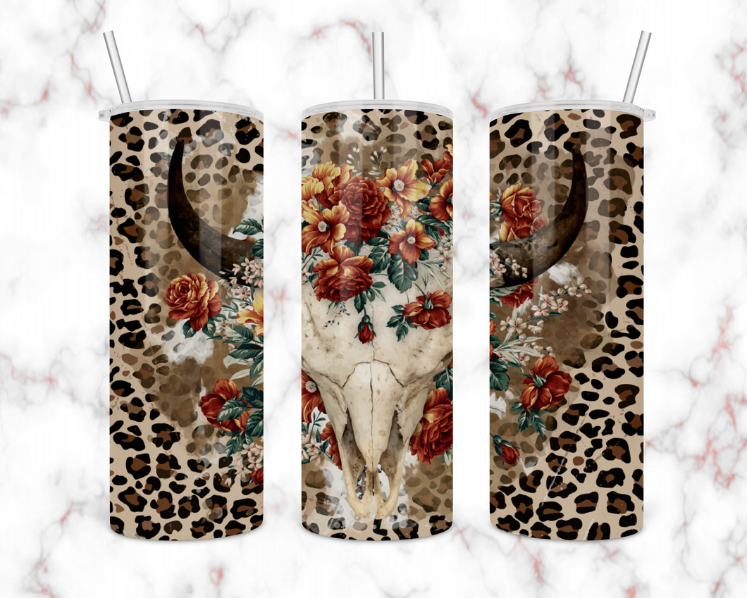 Leopard Cow Skull Tumbler