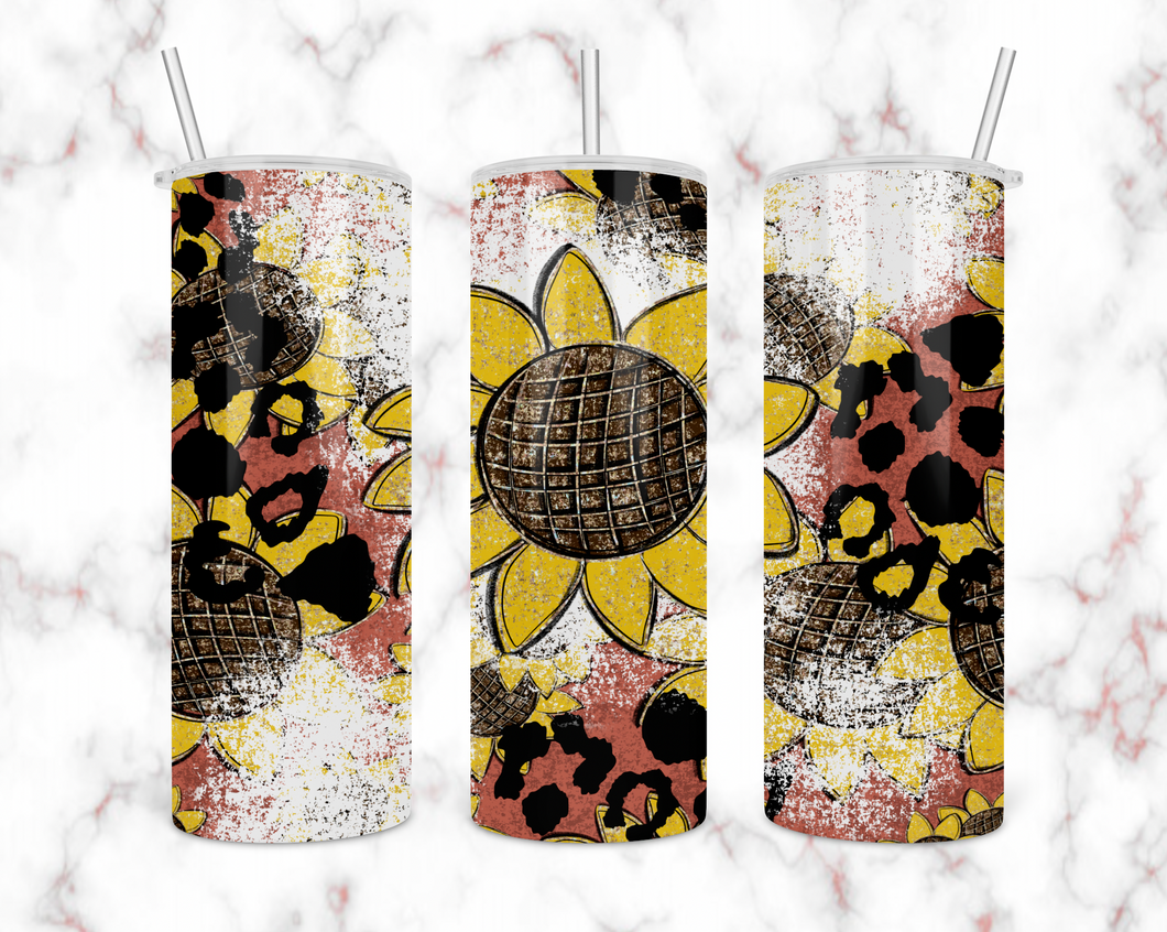 Distressed Sunflower Tumbler