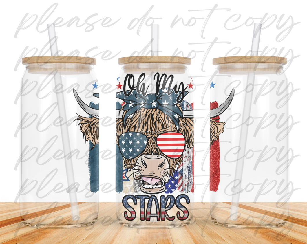 Oh My Stars Cow Glass Can