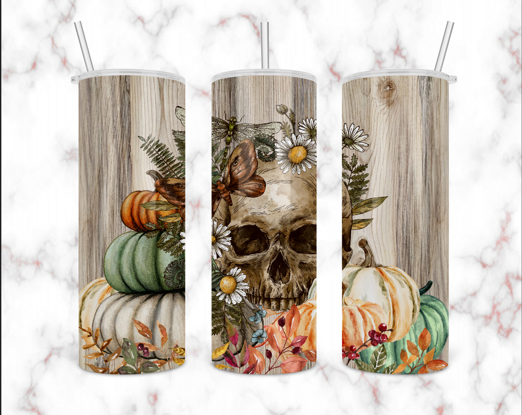 Pumpkins and Skull Tumbler
