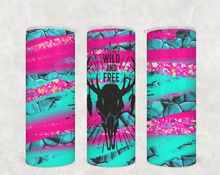 Load image into Gallery viewer, Wild &amp; Free Teal and Pink Tumbler
