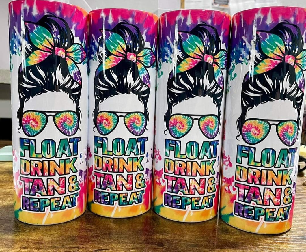 Float Drink Tan Repeat Tie Dye Tumbler