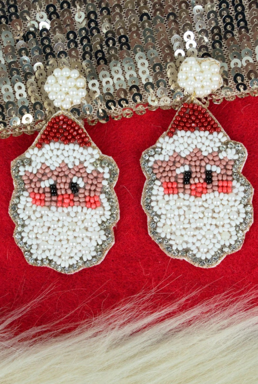 Jolly St. Nick Seed Bead Earrings