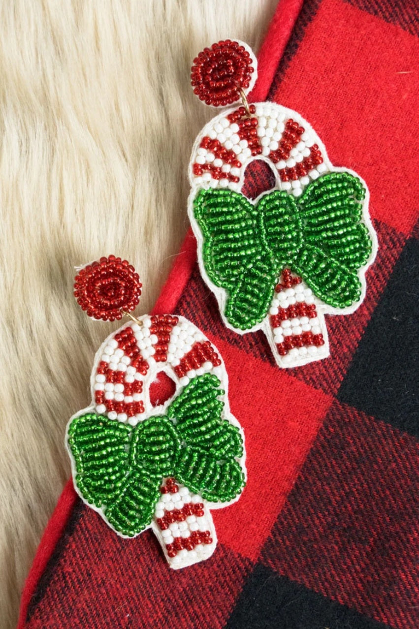 Candycanes And Ribbons  Seed Beads