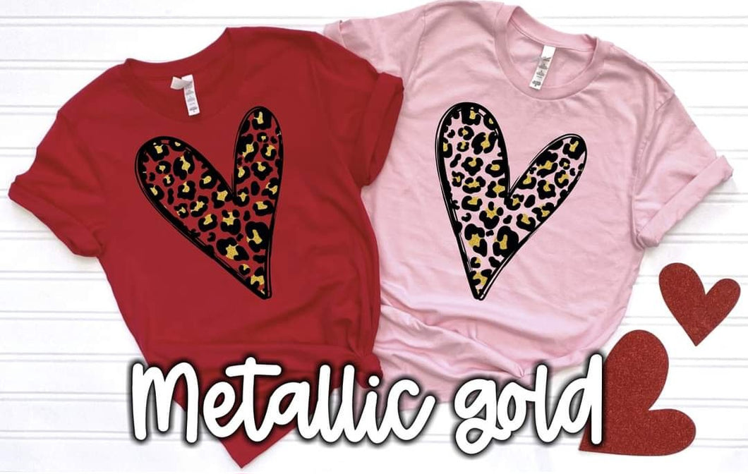 Metallic Gold Leopard  Hearts