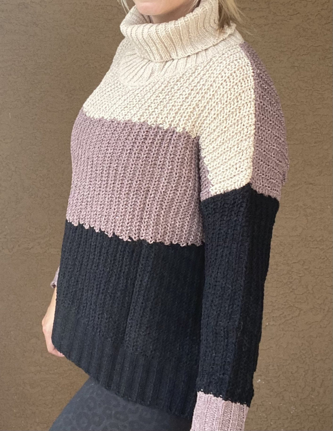 Brown Color Block Sweater