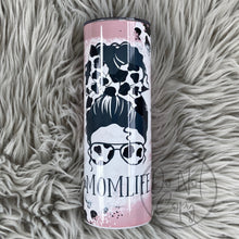 Load image into Gallery viewer, Mom Life Pink Cow Print Tumbler
