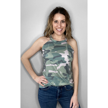 Load image into Gallery viewer, Green Camo Halter Tank Top
