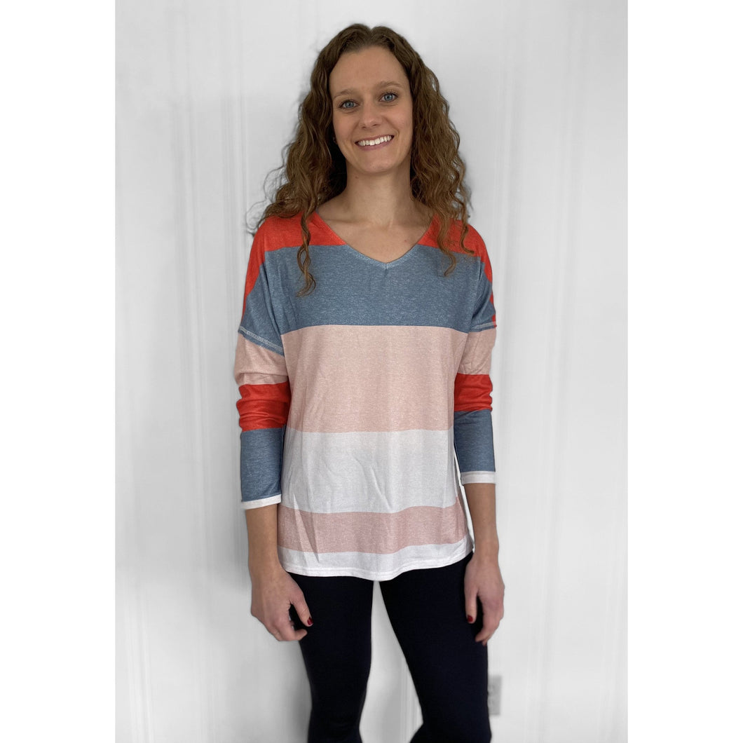 V Neck Stripe Top