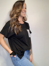 Load image into Gallery viewer, Black T-shirt With Sequin Pocket
