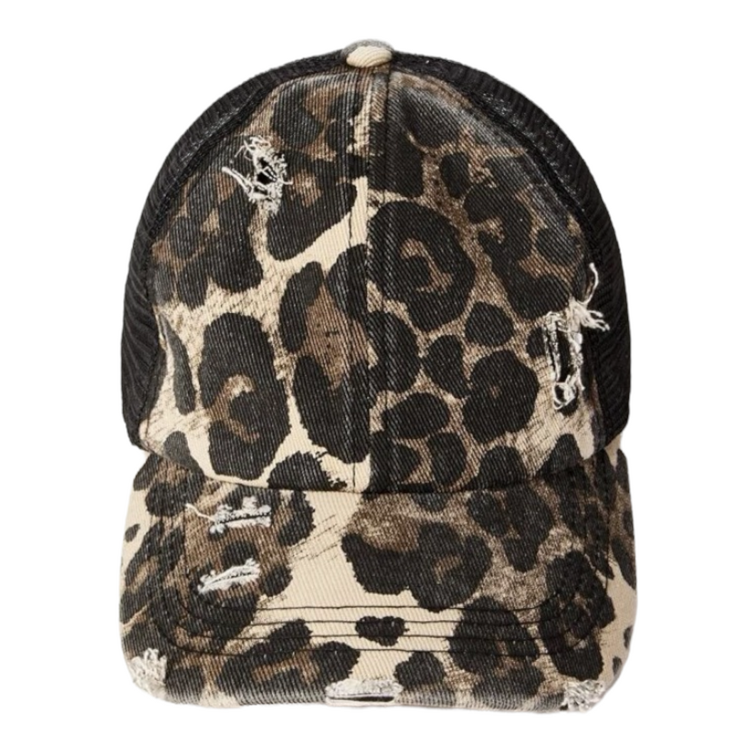 Leopard With Ponytail Back Hat