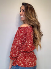 Load image into Gallery viewer, Off The Shoulder Red Polka Dot
