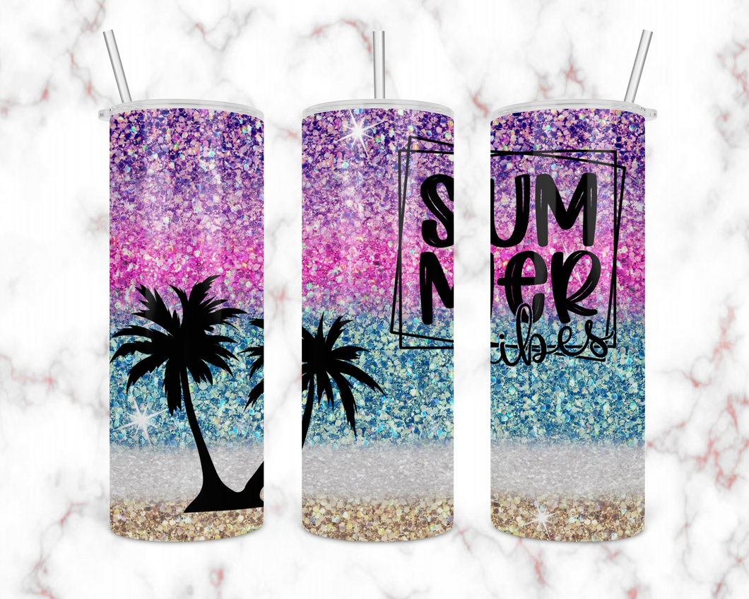 Summer Vibes Palm Tree Tumbler