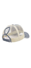Load image into Gallery viewer, Gray Distressed Polytail Hat
