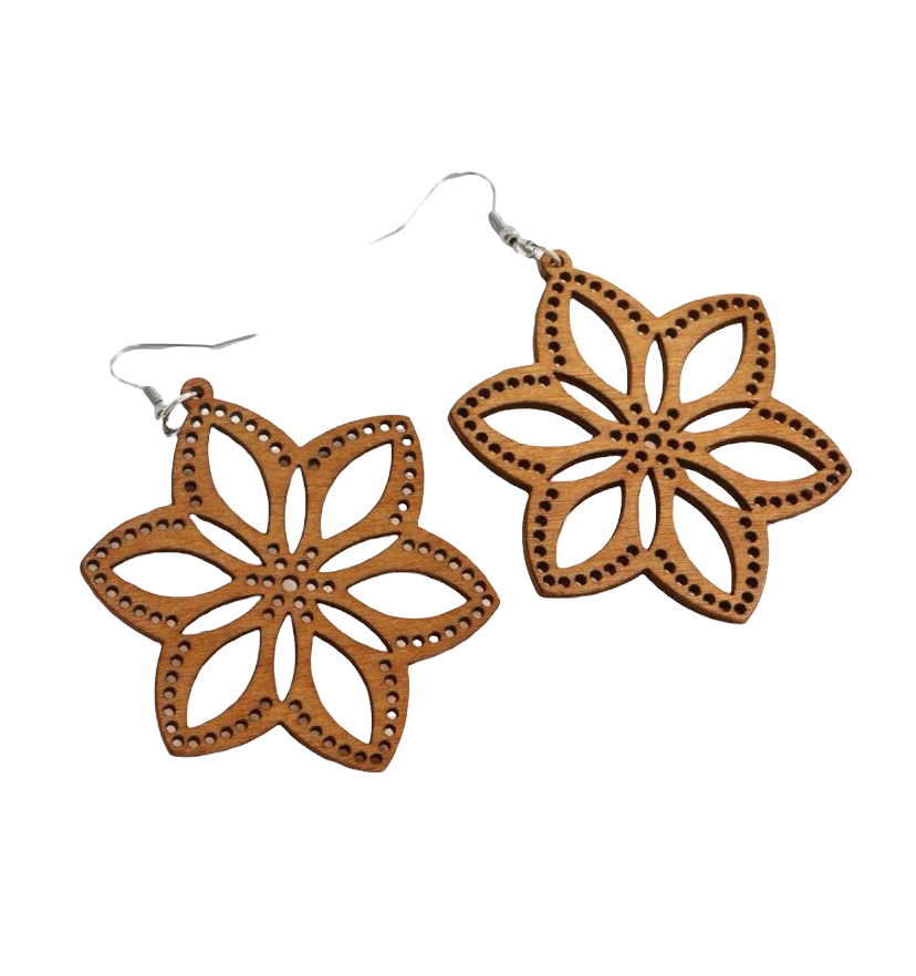 Wood Flower Earrings