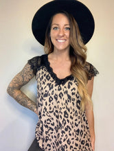 Load image into Gallery viewer, Dark Animal Print Lace Short Sleeve
