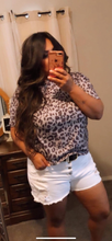 Load image into Gallery viewer, Gray Leopard Short Sleeve Top Plus Size
