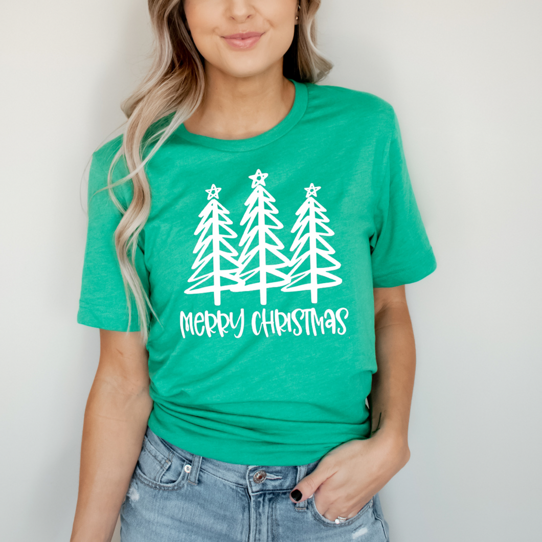 Merry Christmas With 3 Trees - Graphic Tee