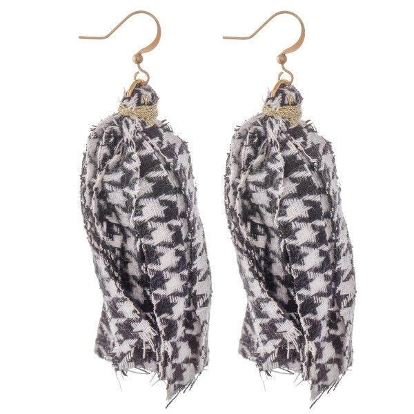 Black Fabric Tassel Earrings