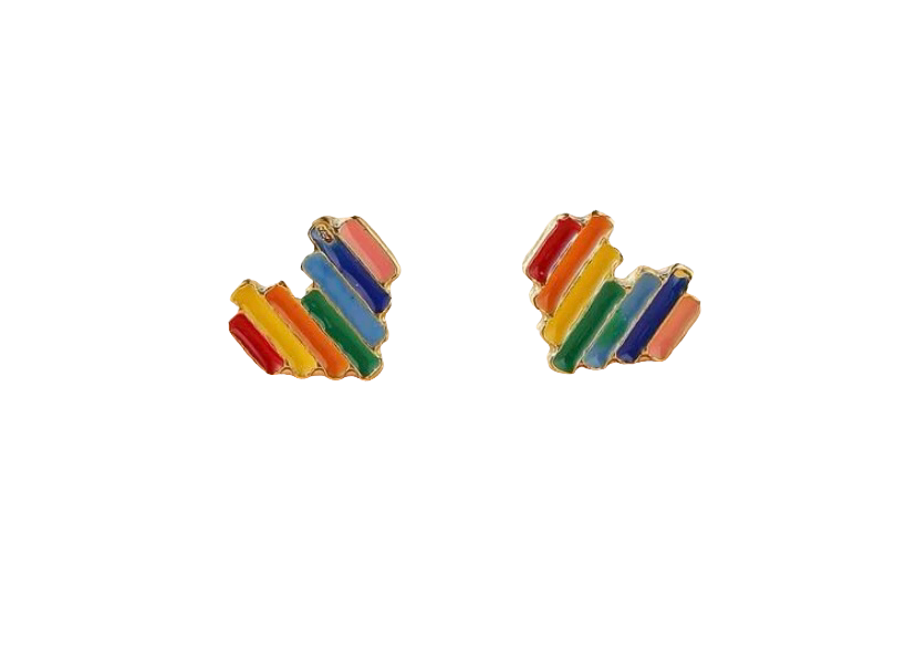 Rainbow Heart Stud Earring