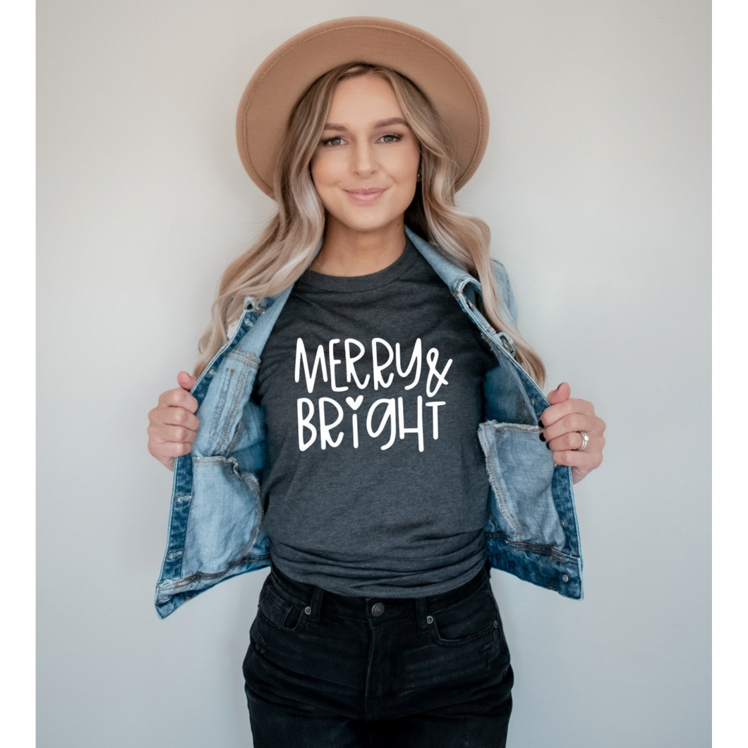 Merry & Bright - Screen Print Transfer Graphic Tee