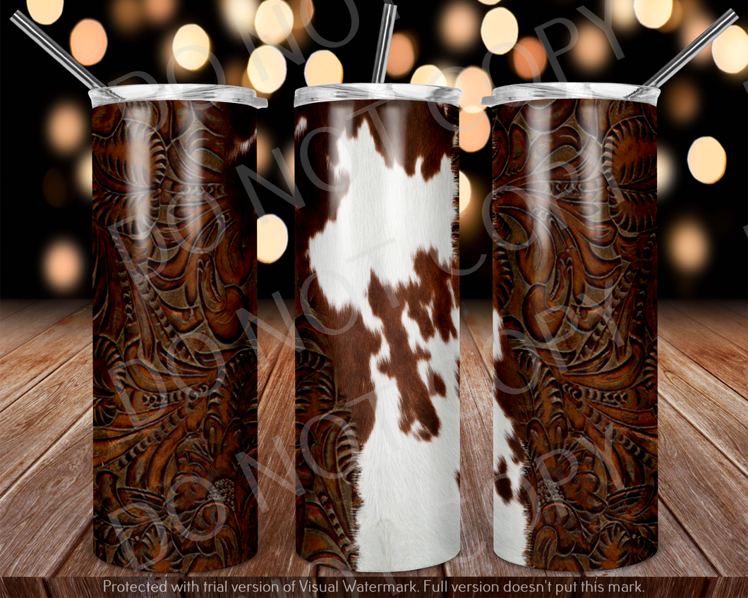 Leather and Cow Tumbler