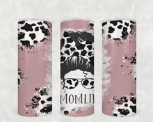 Load image into Gallery viewer, Mom Life Pink Cow Print Tumbler
