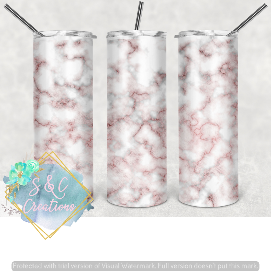 White and Pink Marble Tumbler